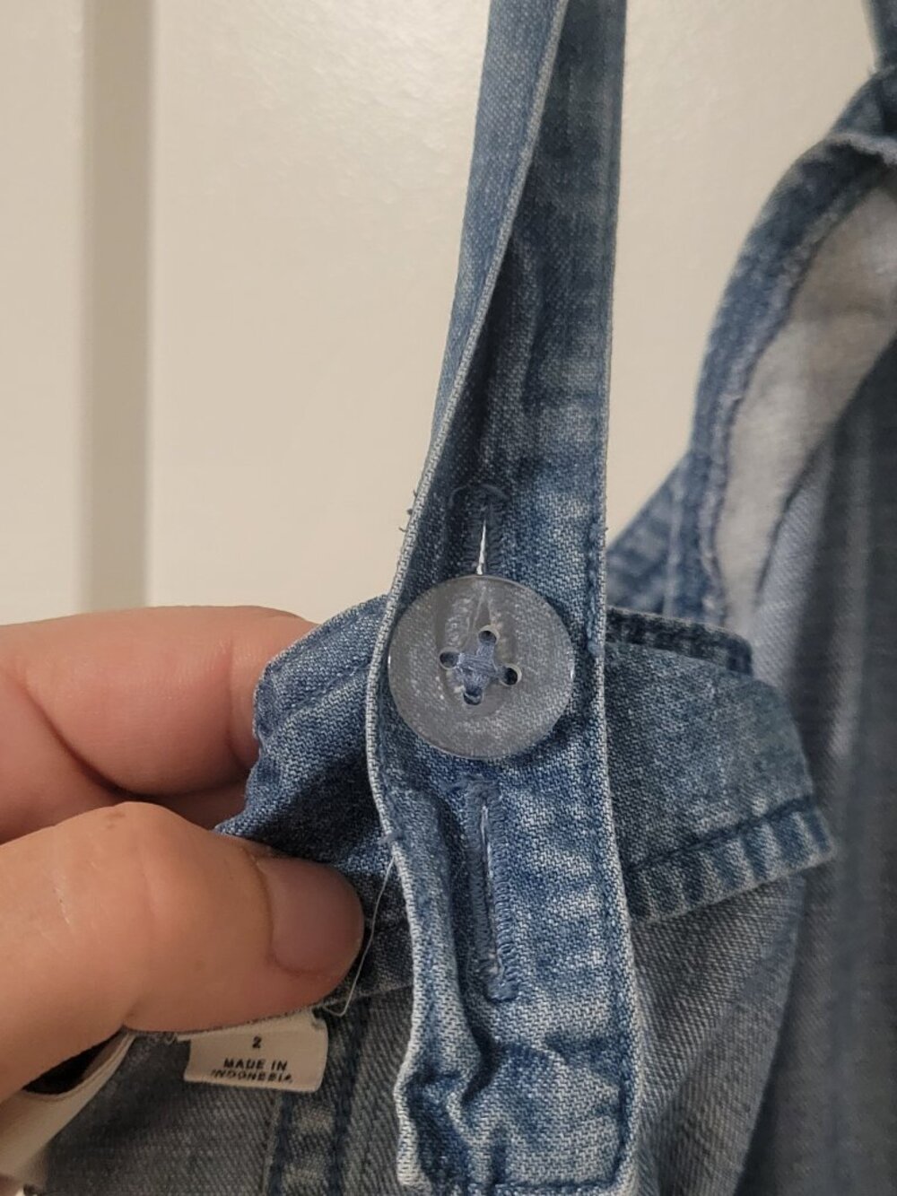 GAP Denim Apron Neck A-Line Mini Dress - Medium Indigo - Size 2 - Picture 6 of 8